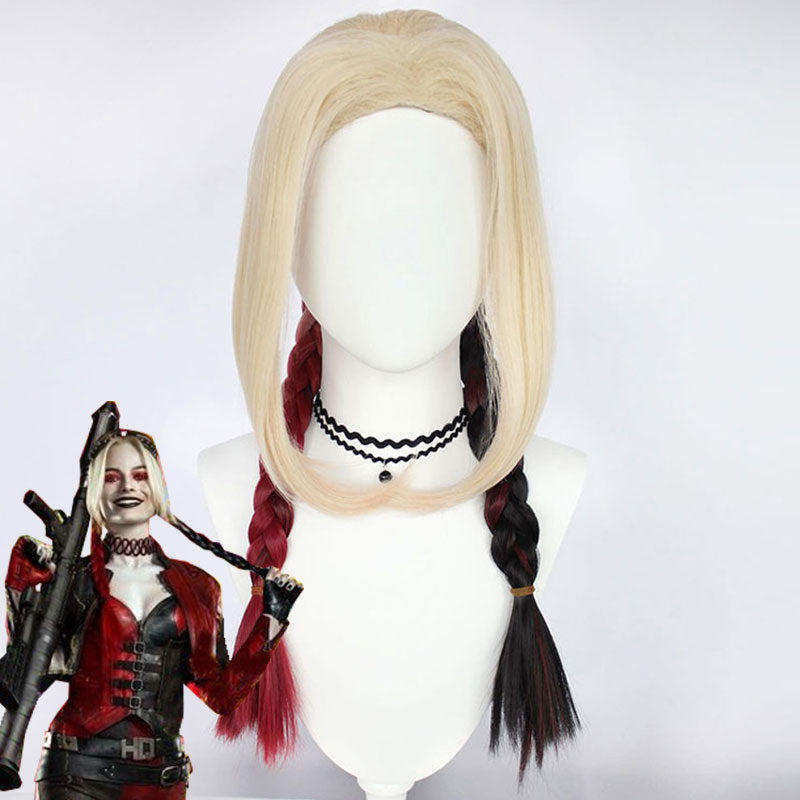 The Suicide Squad 2 Harley Quinn Golden Red Cosplay Wig