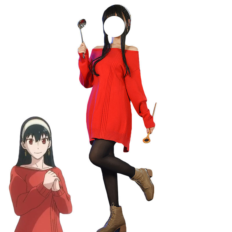 SPY X FAMILY Yor Forger Famliy Red Sweater Cosplay Costume