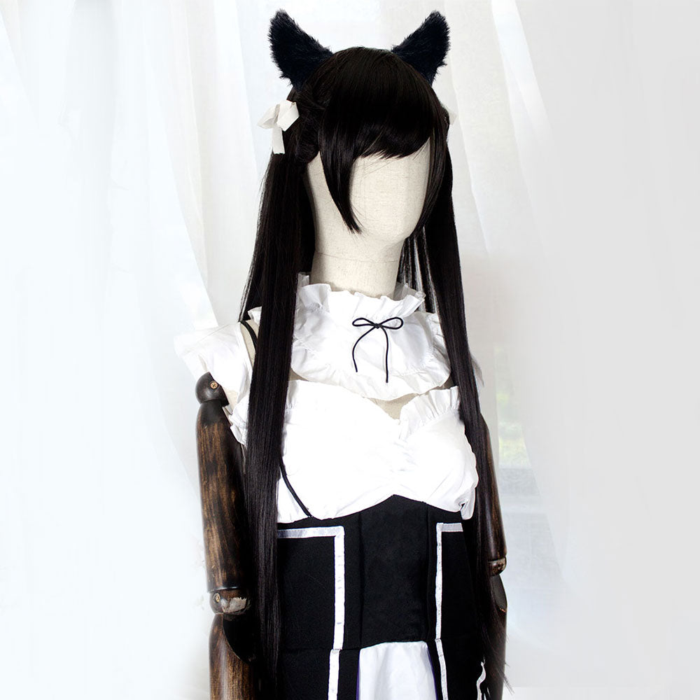 Azur Lane Atago Black Cosplay Wig - Wig + Ears