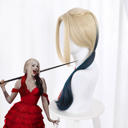 The Suicide Squad 2 Harley Quinn Blue Red Cosplay Wig